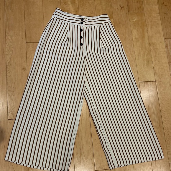 TOPSHOP striped brown and white lines pants - Picture 2 of 7